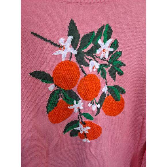 Talbots Pink Crew Neck Sweater With Bold‎ Oranges Size 2X - Picture 3 of 8